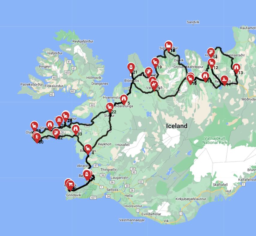 Map for Iceland - North east